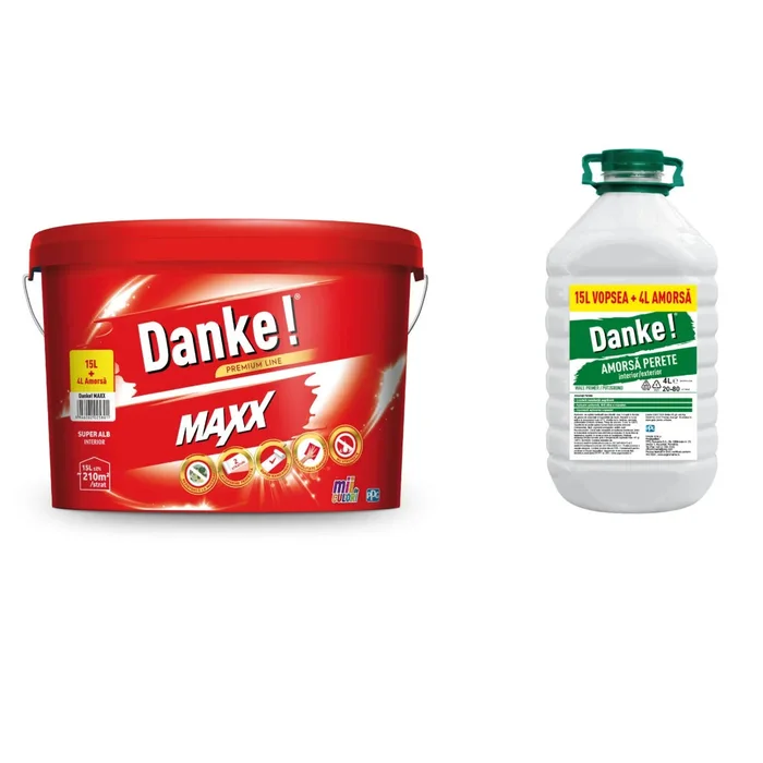 5019468_1 Vopsea lavabila interior, Danke Maxx, alb, 15 L + amorsa Danke 4 L - imagine 1